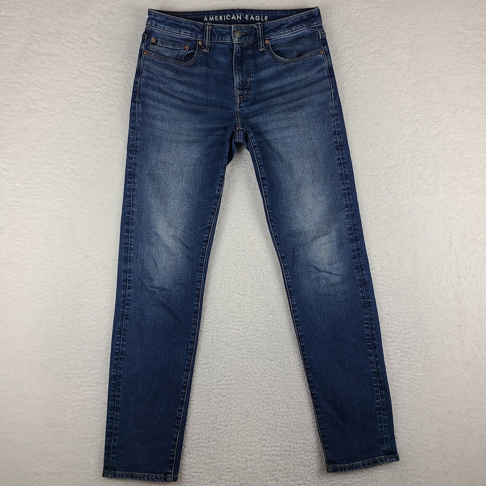American Eagle Jeans Mens 30x34‎ Blue Athletic Fit Airflex + Dark Wash Denim